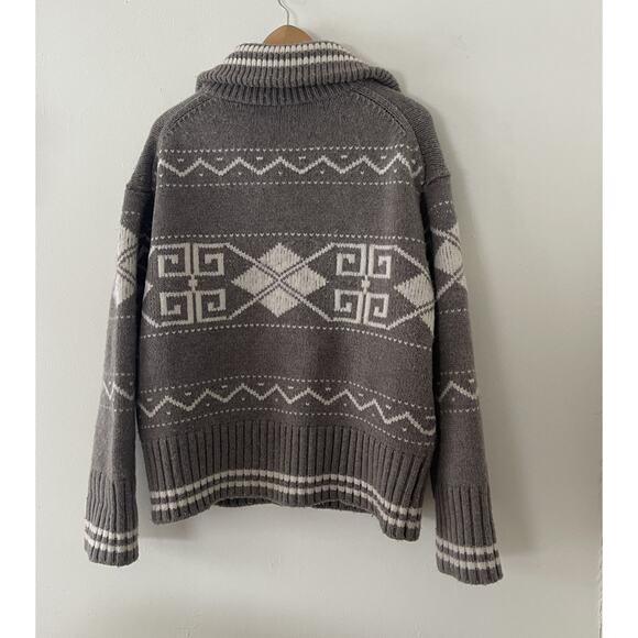 Reformation 100% Merino Wool Mariposa Sweater Size Small Brown White Fair Isle - Picture 5 of 6